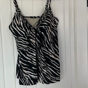 Miraclesuit Black and White Zebra Tankini Top